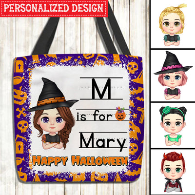 Halloween Custom name Personalized Tote bag Halloween Gift for Kids Grandkids HTN09AUG23NA1