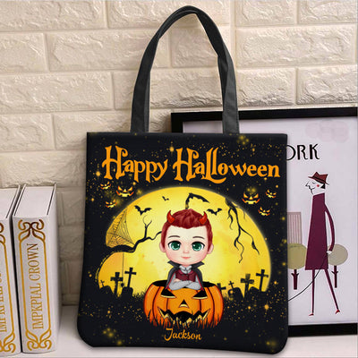 Happy Halloween Personalized Tote Bag Cute Halloween Gift for Kids Daughter Son Grandkids HTN09AUG23VA1