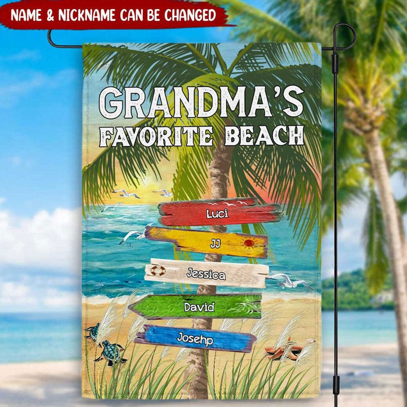 Discover Grandma's Favorite Beach Summer Personalized Flag Perfect Gift For Grandmas Moms Aunties