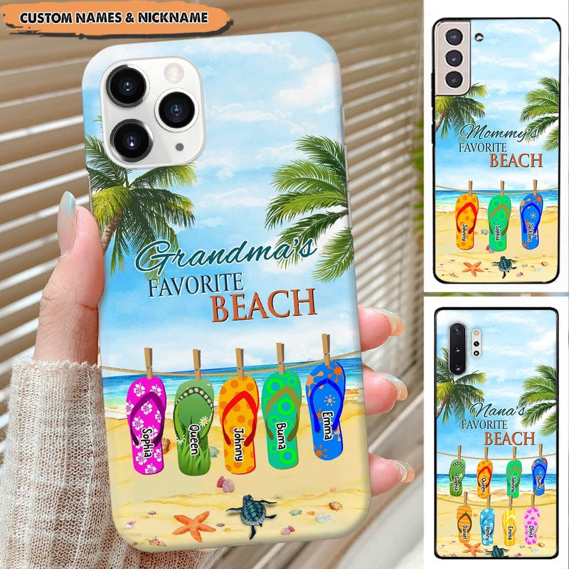 Discover Grandma's Favorite Beach Cute Summer Flipflop Grandkids Personalized Phone Case