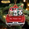 Personalized Christmas Dog in Red Truck Ornament Gift for dog lovers HTN09NOV22TT1 Wood Custom Shape Ornament Humancustom - Unique Personalized Gifts Pack 1