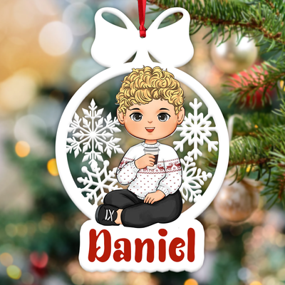 Cute Christmas Baby Kid Grandkid Snow Flake Personalized Ornament HTN09SEP23NA1
