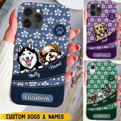 Flower Denim Pattern Cute Cat Kitten Dog Puppy Pet Personalized Phone case Pawfect Gift for Dog and Cat Lovers HTN11DEC23VA1 Silicone Phone Case HumanCustom - Unique Personalized Gifts Made Just for You