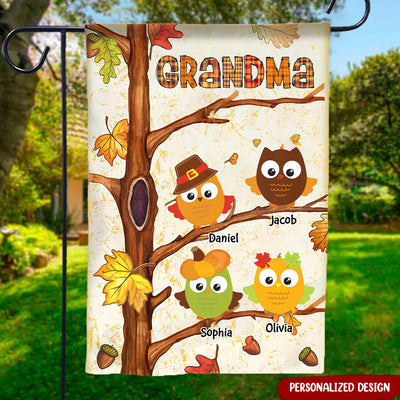 Fall Season It's Fall y'all Loves Cute Owls Grandkids Personalized Flag For Grandmas Moms Aunties HTN11JUL23NY1