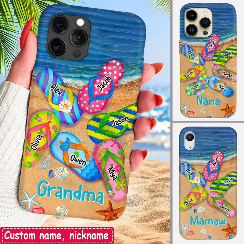 Discover Grandma Summer Flip Flop On The Beach Personalized Phone Case