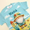 Surfboard Summer Gnome With Grandkids Name Personalized 3D T-shirt Gift for Grandmas Moms Aunties HTN12APR24VA3