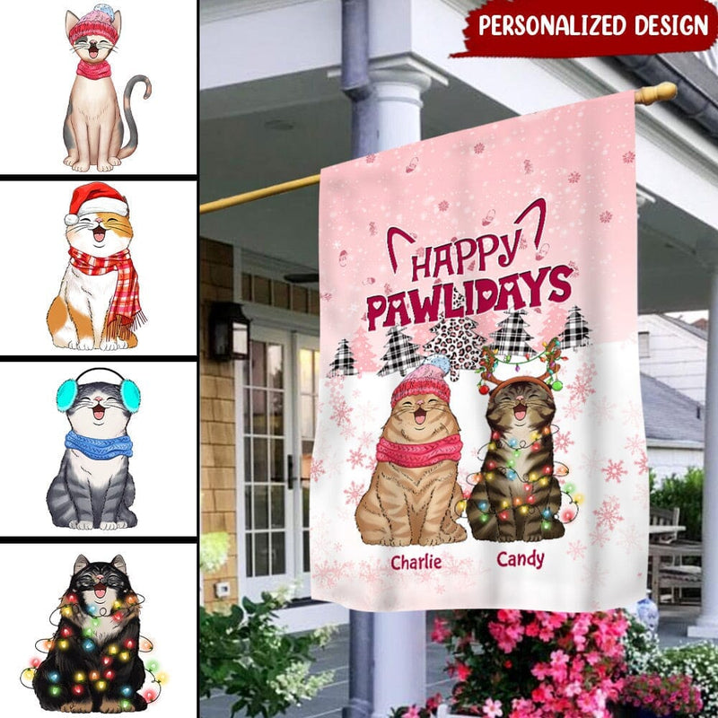Discover Meowy Catmas Loves Cute Laughing Cats Personalized Flag Gift For Cat Lovers