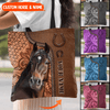 Horse Love Leather Pattern Personalized Tote bag HTN12JAN23CT1 Tote Bag Humancustom - Unique Personalized Gifts