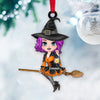 Cute Girl Witch On Broom Personalized Acrylic Ornament Perfect Christmas Gift HTN12OCT23VA1 Acrylic Ornament HumanCustom New