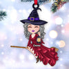 Cute Girl Witch On Broom Personalized Acrylic Ornament Perfect Christmas Gift HTN12OCT23VA1 Acrylic Ornament HumanCustom New