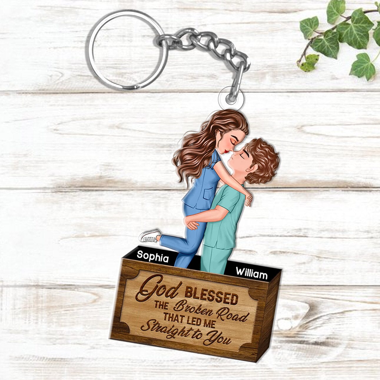 Personalized Couple Portrait, Firefighter, Nurse, Police Officer, Teacher Acrylic Keychain Gifts by Occupation HTN13DEC23VA1 Acrylic Keychain HumanCustom - Unique Personalized Gifts Made Just for You 