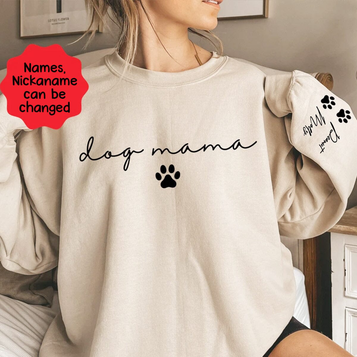 Personalized Fur Mama, Dog Mom Cat Mama Sweatshirt with Pet Name on Sleeve HTN13DEC23VA2 2d sweatshirt HumanCustom - Unique Personalized Gifts Made Just for You Sweatshirt White S