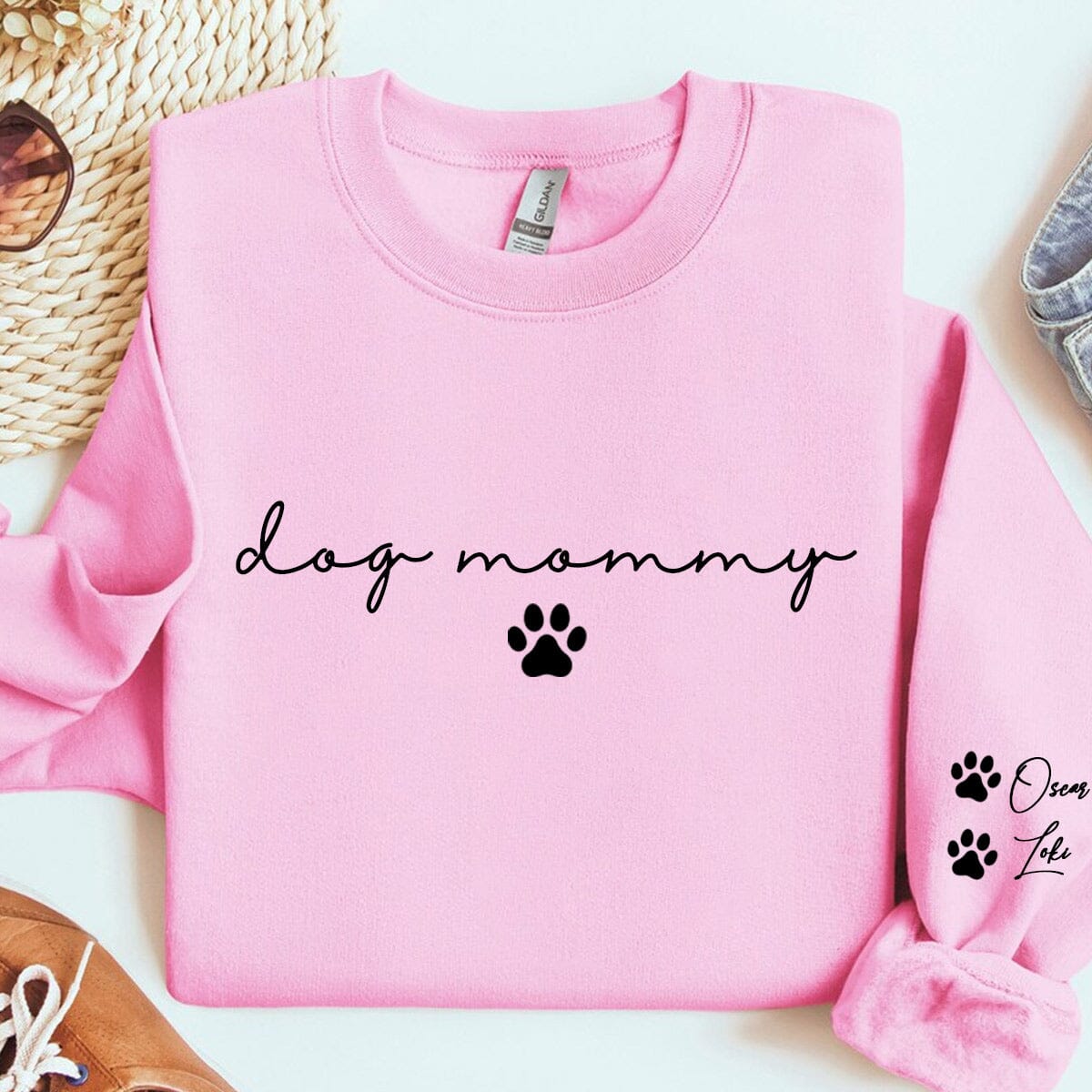 Personalized Fur Mama, Dog Mom Cat Mama Sweatshirt with Pet Name on Sleeve HTN13DEC23VA2 2d sweatshirt HumanCustom - Unique Personalized Gifts Made Just for You 