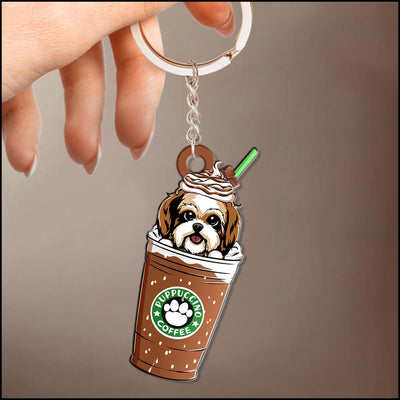 Puppuccino Cute Dog Coffee Personalized Acrylic Keychain Gift for dog lovers HTN13FEB23XT2 Acrylic Keychain Humancustom - Unique Personalized Gifts
