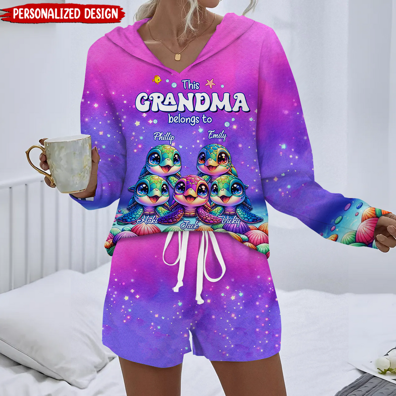 This Grandma belongs to Colorful Turtle Personalized Hoodie Two Piece Set