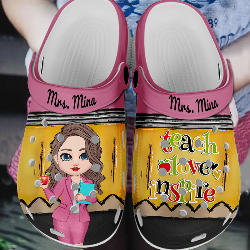 Pencil Doll Teacher Educator Counselor Personalized Clogs