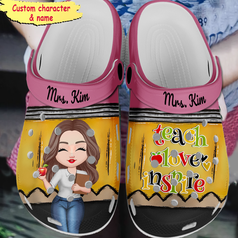 Pencil Doll Teacher Educator Counselor Personalized Clogs