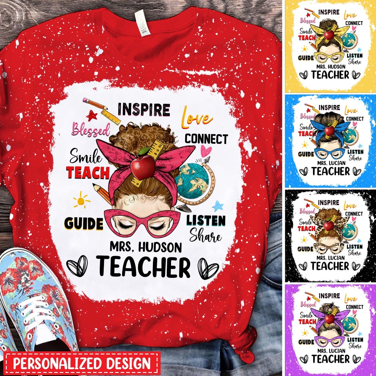 Messy Bun Teacher Counselor Educator Teach Inspire Love Personalized 3D T-shirt Perfect Teacher's Day Gift HTN04MAY23NA1 3D T-shirt Humancustom - Unique Personalized Gifts S 