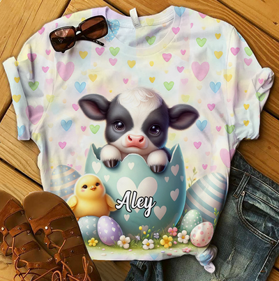 Easter Egg Baby Highland Cow Personalized 3D T-shirt HTN14MAR24KL1