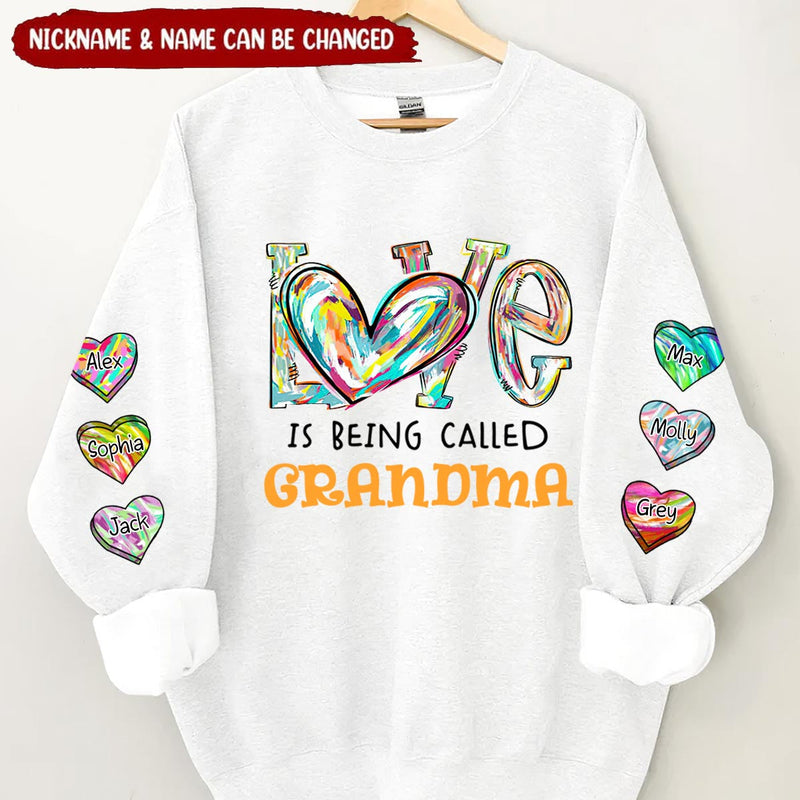 Colorful Pattern Love Is Being Call Grandma Cute Heart Kids Personalized 3D Sweatshirt