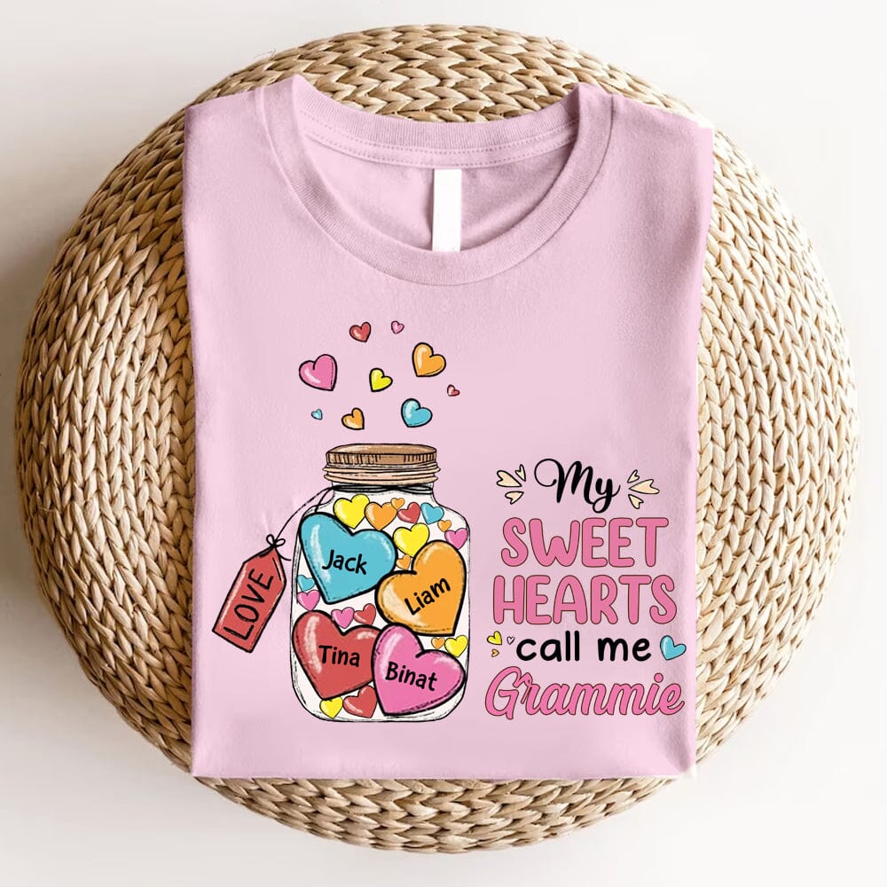 My sweet hearts call me Grandma Valentine's Day Jar of Hearts Personalized White T-shirt and Hoodie HTN15DEC23NA1 White T-shirt and Hoodie HumanCustom - Unique Personalized Gifts Made Just for You 