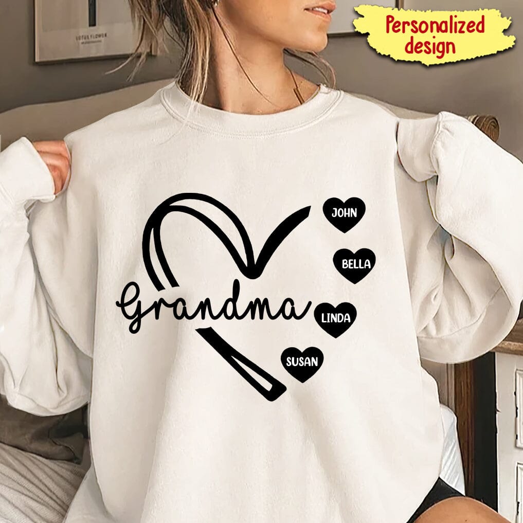 Personalized Heart Grandma Sweatshirt, Gift For Grandma, Nana HTN15DEC23TT1 2d sweatshirt HumanCustom - Unique Personalized Gifts Made Just for You Sweatshirt White S