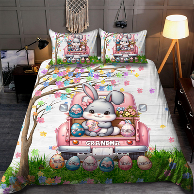 Grandma Bunny With Easter Egg Grandkids Personalized Bedding Set HTN15FEB24KL4