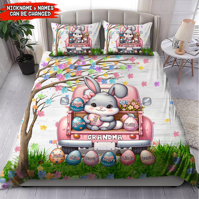 Grandma Bunny With Easter Egg Grandkids Personalized Bedding Set HTN15FEB24KL4