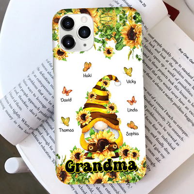 Sunflower Gnome Grandma With Butterflies Grandkids Personalized Phone case HTN15MAR24KL1