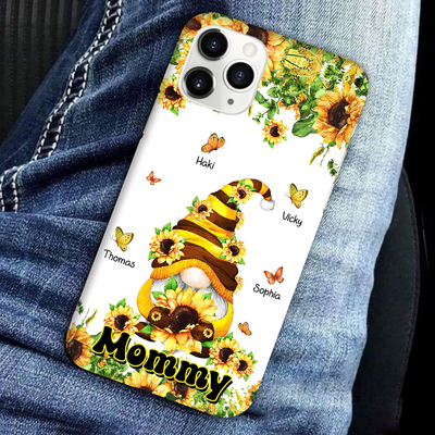 Sunflower Gnome Grandma With Butterflies Grandkids Personalized Phone case HTN15MAR24KL1