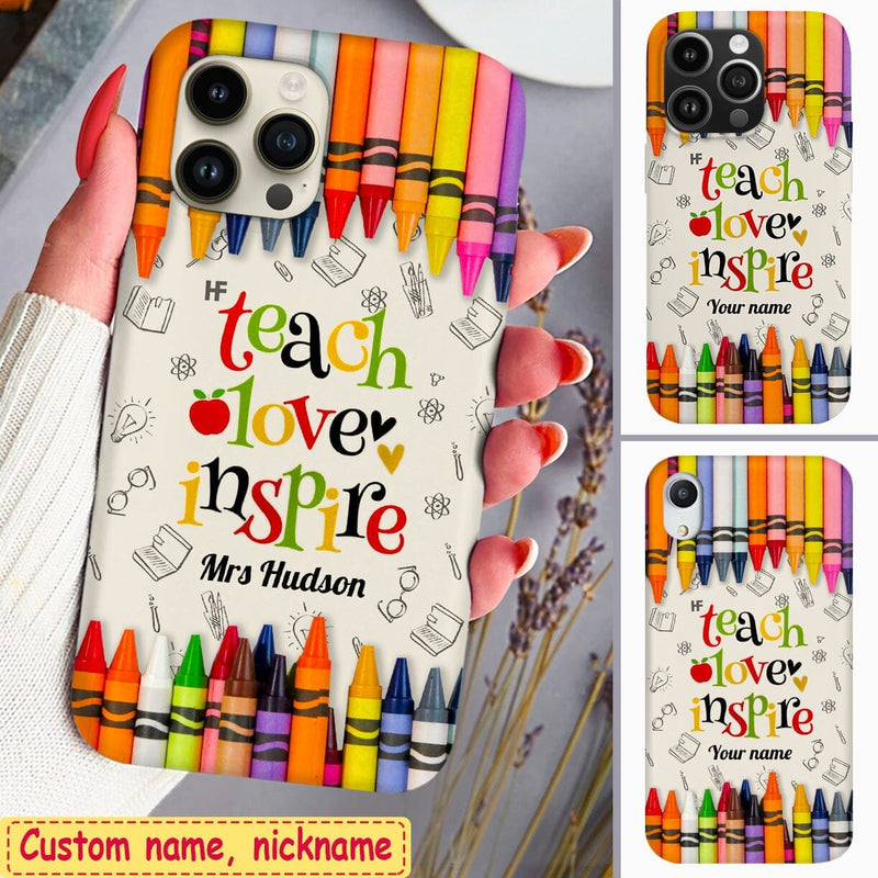 Teacher Counselor Educator Colorful Crayon Custom name Personalized Phone Case