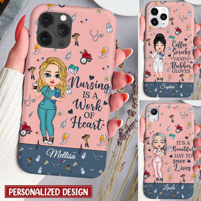 Discover Nursing is a work of heart Pretty Doll Nurse Healthcare Worker Personalized Phone Case