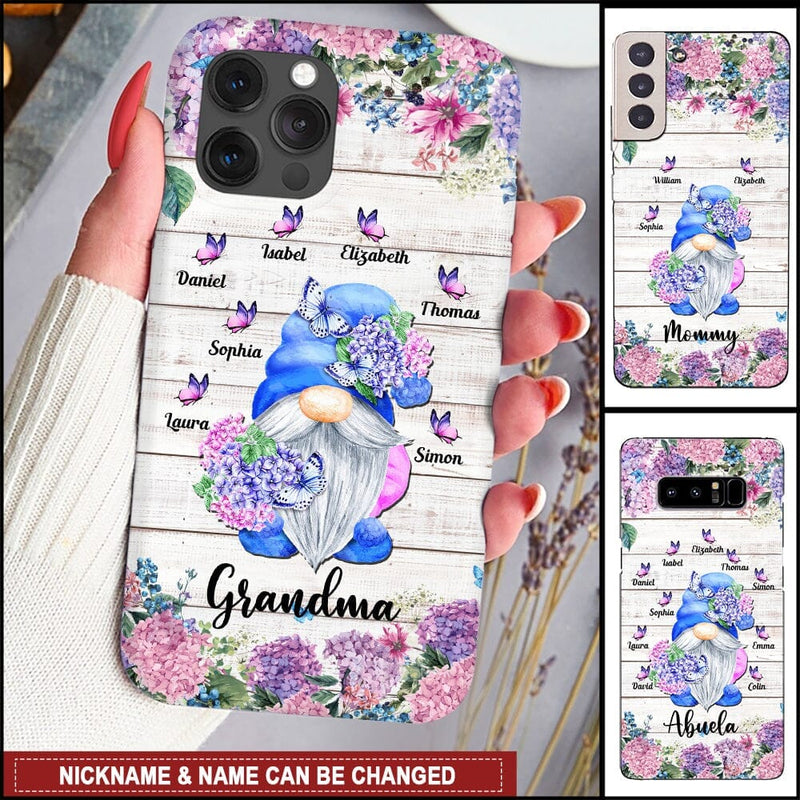 Discover Hello Spring Hydrangea Violet Gnome With Cute Butterflies Personalized Phone Case