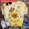Sunflower Butterfly Grandma with grandkids Personalized 3D T-shirt Gift for Grandmas Mom Aunties HTN16APR24TP2
