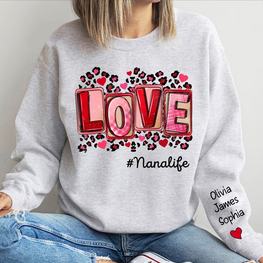 Valentine's Day Love Grandma Life Personalized Sweatshirt HTN16DEC23TT1 White Sweatshirt HumanCustom - Unique Personalized Gifts Made Just for You 