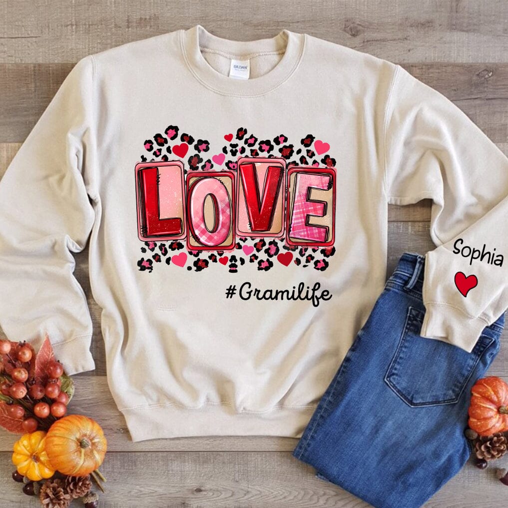 Valentine's Day Love Grandma Life Personalized Sweatshirt HTN16DEC23TT1 White Sweatshirt HumanCustom - Unique Personalized Gifts Made Just for You 