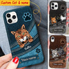 Cat Zippers Leather Pattern Personalized Phone case Gift for Cat Lovers, Cat Mom, Cat Dad HTN16JAN23CT2 Silicone Phone Case Humancustom - Unique Personalized Gifts Iphone iPhone 14