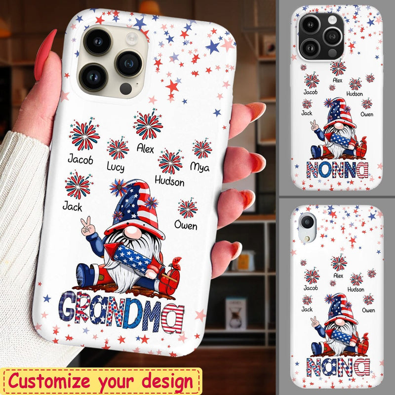 Discover 4th of July  American Flag Grandma Gnome Fireworks Personalized Phone Case