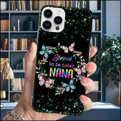 Wreath Butterfly Grandkids Personalized Phone case Perfect gift for Moms, Grandmas, Aunties HTN17APR23KL1 Silicone Phone Case Humancustom - Unique Personalized Gifts