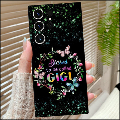 Wreath Butterfly Grandkids Personalized Phone case Perfect gift for Moms, Grandmas, Aunties HTN17APR23KL1 Silicone Phone Case Humancustom - Unique Personalized Gifts