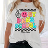 Peace Out School, Last Day of School, End of School , Teacher Retro Wavy Personalized White T-shirt and Hoodie HTN17APR24VA3