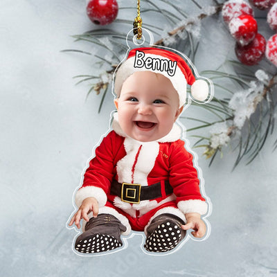 Upload Photo Christmas Ornaments Doll Kid First Name Personalized HTN17OCT23NA1 Acrylic Ornament HumanCustom - Unique Personalized Gifts Made Just for You Pack 1