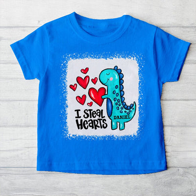 I Steal Heart Valentine's Day Cute Dinosaur Kid Personalized Youth Tee HTN18DEC23VA2 Youth Tee HumanCustom - Unique Personalized Gifts Made Just for You