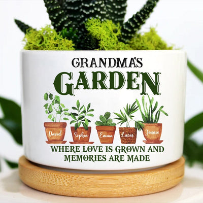 Aunties Moms Grandma's Garden Where love is grown and memories are made Personalized Ceramic Plant Pot Perfect Mother's Day Gift HTN18MAR23KL2 Ceramic Plant Pot Humancustom - Unique Personalized Gifts