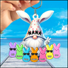 Bunny Nana Grandma Easter Gnome With Little Peeps Grandkids Personalized Acrylic Keychain HTN18JAN24KL2