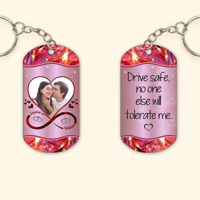 Custom Couple Photo Drive Safe Personalized 2 Sided Dog Tag Keychain HTN18JUL23KL1 Dog Tag Keychain - 2 Sided Humancustom - Unique Personalized Gifts