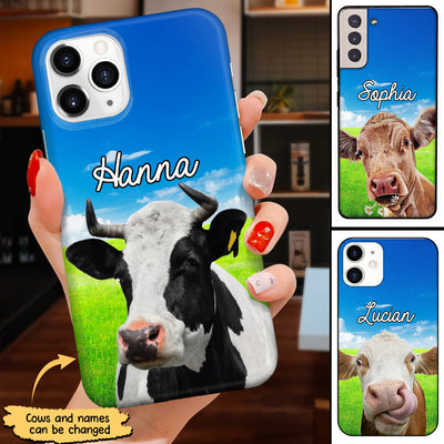 Love Cow On The Meadow Personalized Phone case Perfect Gift for Cow Lovers HTN19JUN23NA2
