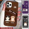 Personalized Cats Names Leather Pattern Phone case Gift For Cats Lovers HTN19NOV22VA1 Silicone Phone Case Humancustom - Unique Personalized Gifts