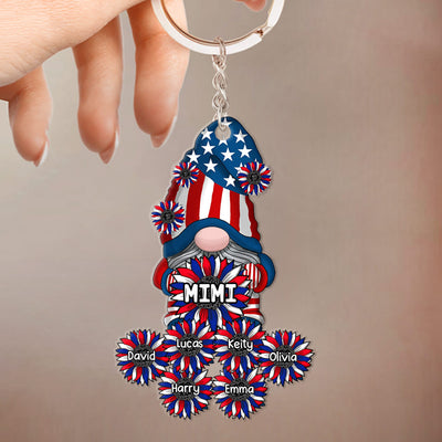 Patriotic Gnome Love July 4th Grandma With Flower Grandkids Personalized Acrylic Keychain HTN20APR24VA2