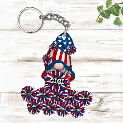 Patriotic Gnome Love July 4th Grandma With Flower Grandkids Personalized Acrylic Keychain HTN20APR24VA2